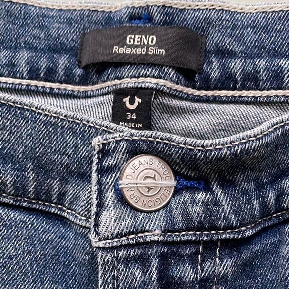 True Religion NWT jeans 34 GINO relaxed slim dark blue wash faded distressed - Picture 16 of 16